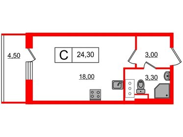 24 м², квартира-студия 14 100 000 ₽ - изображение 129