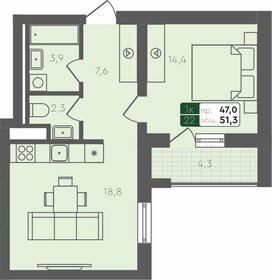 53,9 м², 1-комнатная квартира 7 364 500 ₽ - изображение 17