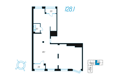 Квартира 128,1 м², 1-комнатная - изображение 1