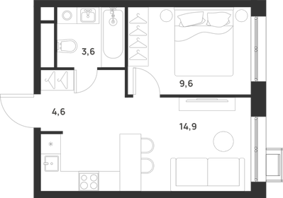 33,1 м², 1-комнатная квартира 9 916 503 ₽ - изображение 19