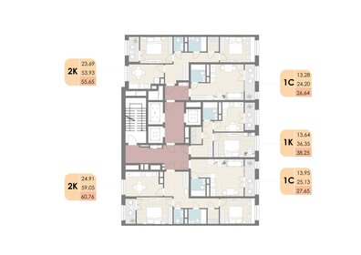 56 м², 3-комнатная квартира 11 650 000 ₽ - изображение 91