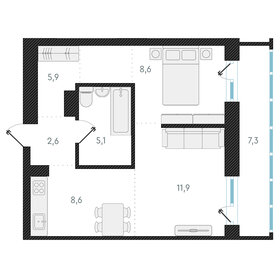 42,4 м², 2-комнатная квартира 6 600 000 ₽ - изображение 68