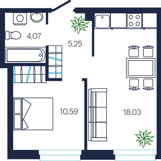 37,9 м², 1-комнатная квартира 5 015 000 ₽ - изображение 1