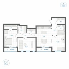 Квартира 99,5 м², 3-комнатная - изображение 2