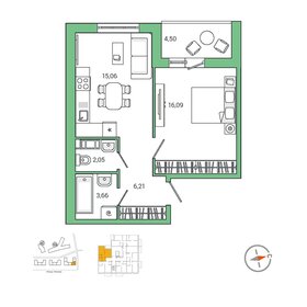 44,4 м², 2-комнатная квартира 4 900 000 ₽ - изображение 86