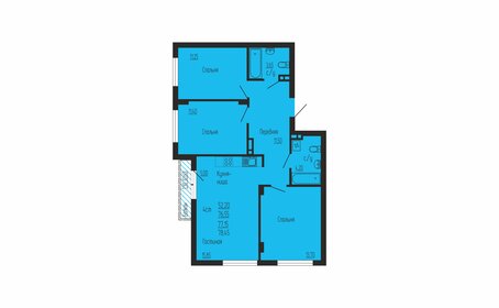 Квартира 77,2 м², 3-комнатная - изображение 1