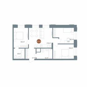 Квартира 61,2 м², 4-комнатная - изображение 1