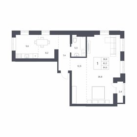 Квартира 82,2 м², 1-комнатная - изображение 1