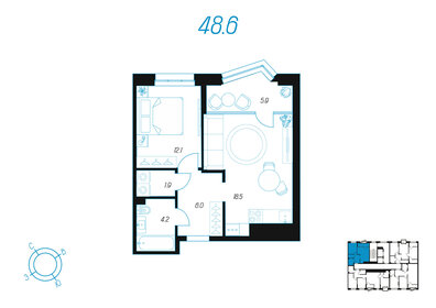 Квартира 48,6 м², 1-комнатная - изображение 1