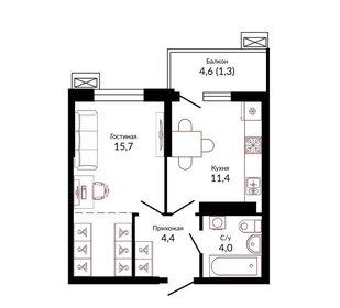 Квартира 42 м², 1-комнатная - изображение 1