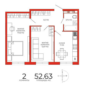 Квартира 52,6 м², 2-комнатная - изображение 1