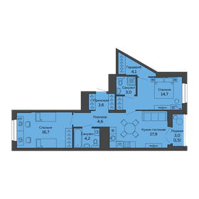 Квартира 70,3 м², 2-комнатная - изображение 1