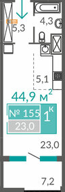 Квартира 44,9 м², студия - изображение 5