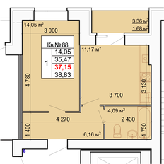 Квартира 37,2 м², 1-комнатная - изображение 2