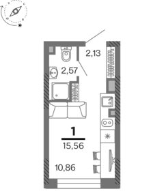 Квартира 15,6 м², 1-комнатная - изображение 1