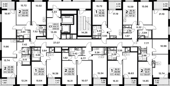 62,9 м², 2-комнатная квартира 20 420 000 ₽ - изображение 35