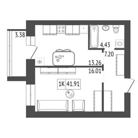 Квартира 41,9 м², 1-комнатная - изображение 1