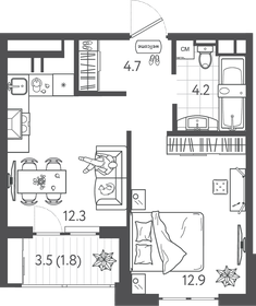 Квартира 35,9 м², 1-комнатная - изображение 1