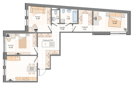 95,6 м², 4-комнатная квартира 27 900 000 ₽ - изображение 70