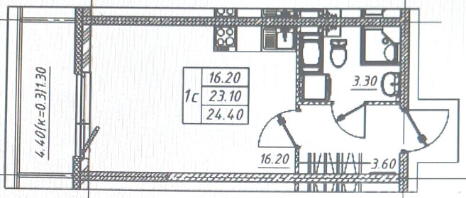 Квартира 23,1 м², студия - изображение 1