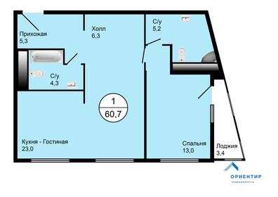 Квартира 58 м², 2-комнатная - изображение 1