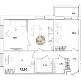 Квартира 73 м², 3-комнатная - изображение 1