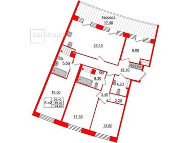 Квартира 124 м², 4-комнатная - изображение 1