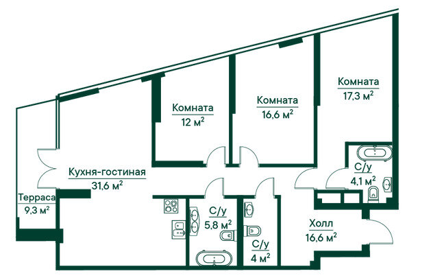 113 м², 4-комнатная квартира 61 085 936 ₽ - изображение 1