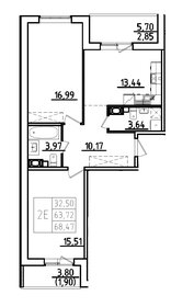 Квартира 68,5 м², 2-комнатная - изображение 1