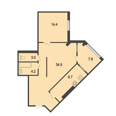 Квартира 72,6 м², 2-комнатная - изображение 2