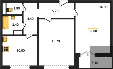 59 м², 2-комнатная квартира 7 327 690 ₽ - изображение 58