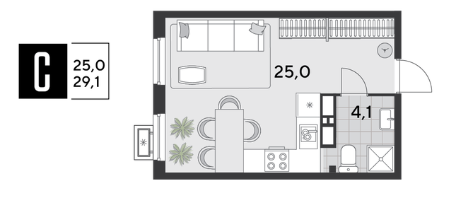 26,5 м², квартира-студия 4 600 000 ₽ - изображение 57