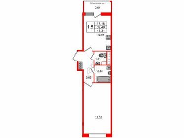 Квартира 39,5 м², 1-комнатная - изображение 1