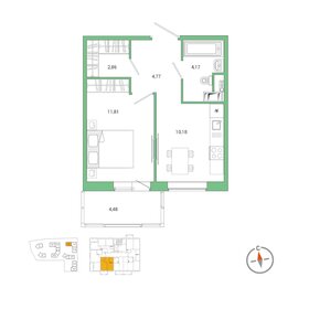 38,1 м², 1-комнатная квартира 7 200 000 ₽ - изображение 55