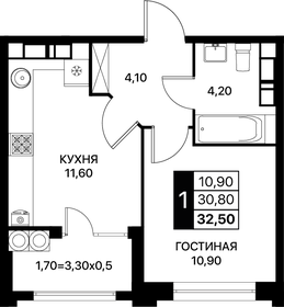 32,5 м², 1-комнатная квартира 4 403 750 ₽ - изображение 10