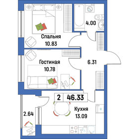 Квартира 46,3 м², 2-комнатная - изображение 1