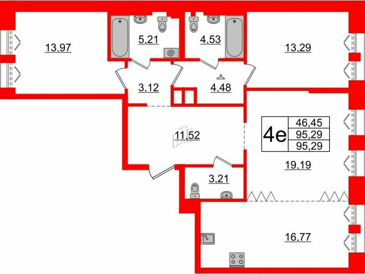 95,3 м², 3-комнатная квартира 41 594 084 ₽ - изображение 1