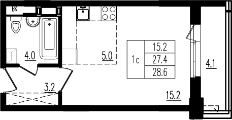 28,6 м², квартира-студия 5 026 450 ₽ - изображение 49