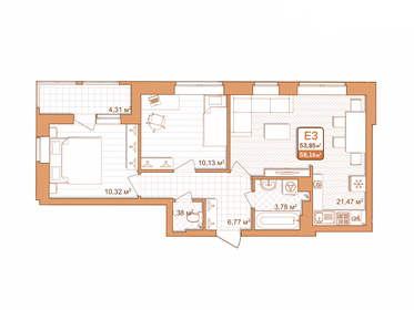 Квартира 58,2 м², 2-комнатная - изображение 1