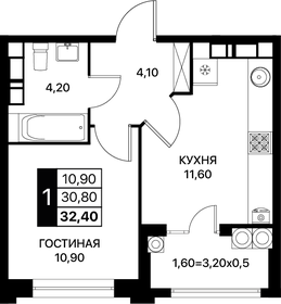 32,5 м², 1-комнатная квартира 4 403 750 ₽ - изображение 20