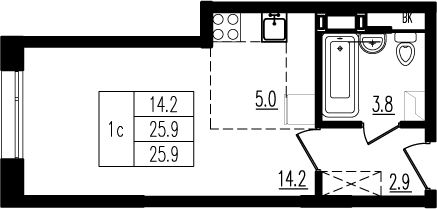 25,9 м², квартира-студия 4 618 359 ₽ - изображение 50