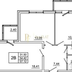 Квартира 57,1 м², 2-комнатная - изображение 1