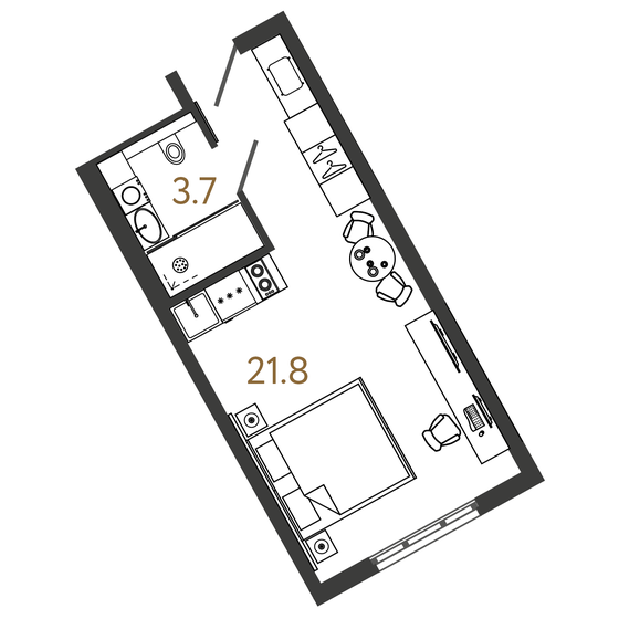 25,5 м², апартаменты-студия 9 450 000 ₽ - изображение 1