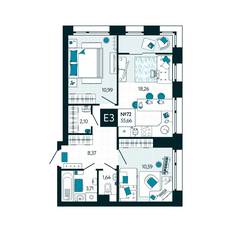 Квартира 55,7 м², 2-комнатная - изображение 2