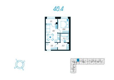 56,3 м², 1-комнатная квартира 7 547 214 ₽ - изображение 25
