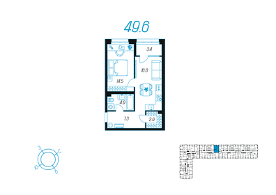 51,7 м², 1-комнатная квартира 7 679 259 ₽ - изображение 24