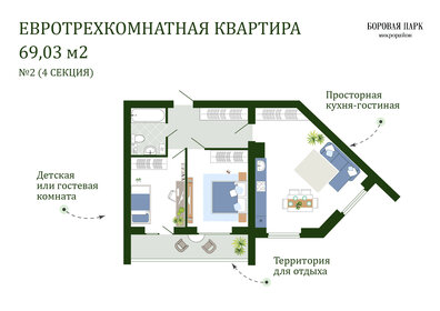 Квартира 68,8 м², 2-комнатная - изображение 1