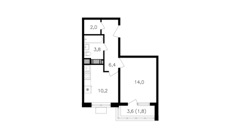 Квартира 38,2 м², 1-комнатная - изображение 1