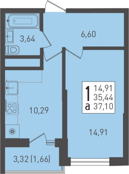37,1 м², 1-комнатная квартира 4 674 600 ₽ - изображение 9