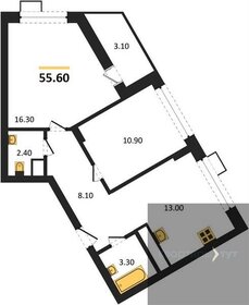 Квартира 55,6 м², 2-комнатная - изображение 1